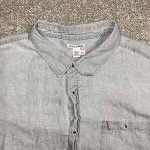 Carbon 2 Cobalt Men's 2XL Gray Short Sleeve Linen Button Up Shirt Beach 133721